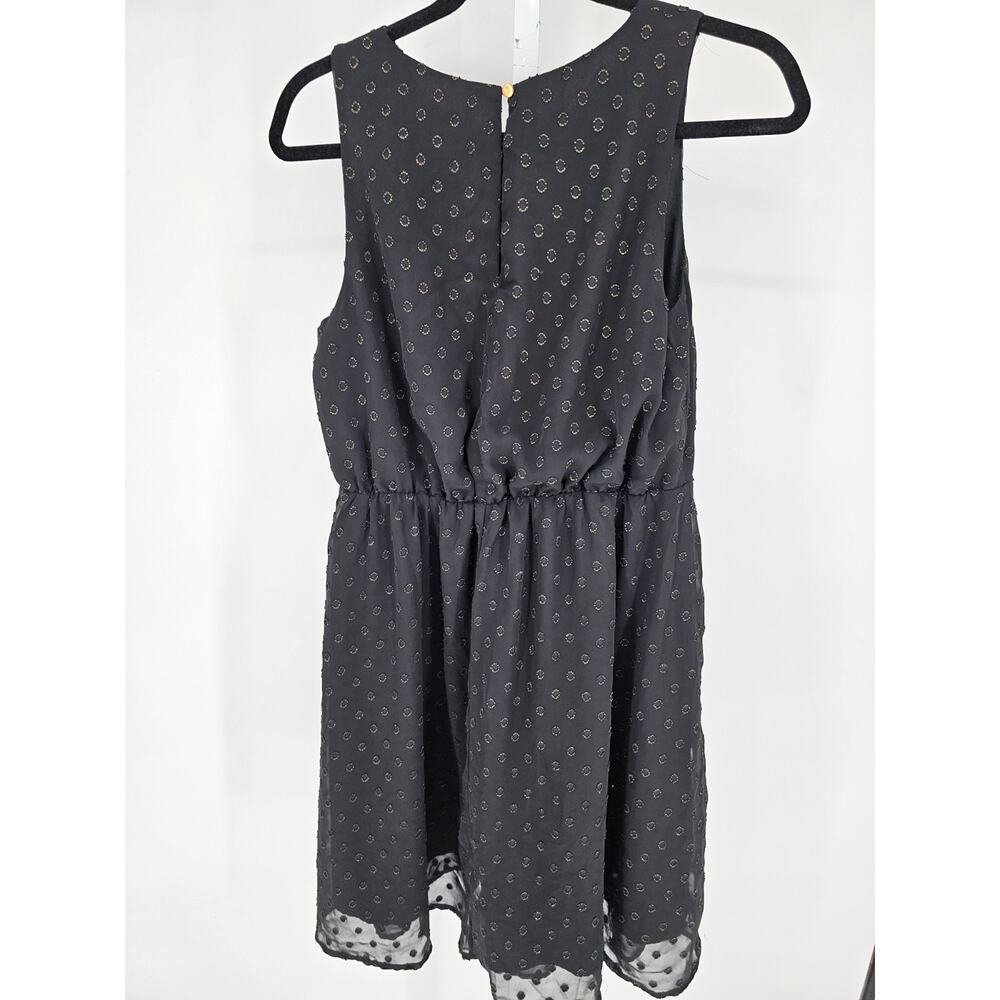 A New Day Womens Sz M Knee Length Dress Black Sleeveless Gold Metallic Weave - Picture 4 of 4